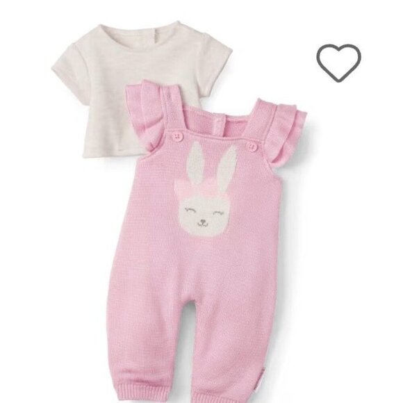 NIB American Girl Bitty Baby Pink Bunny Overalls Set NRFB - Picture 3 of 5
